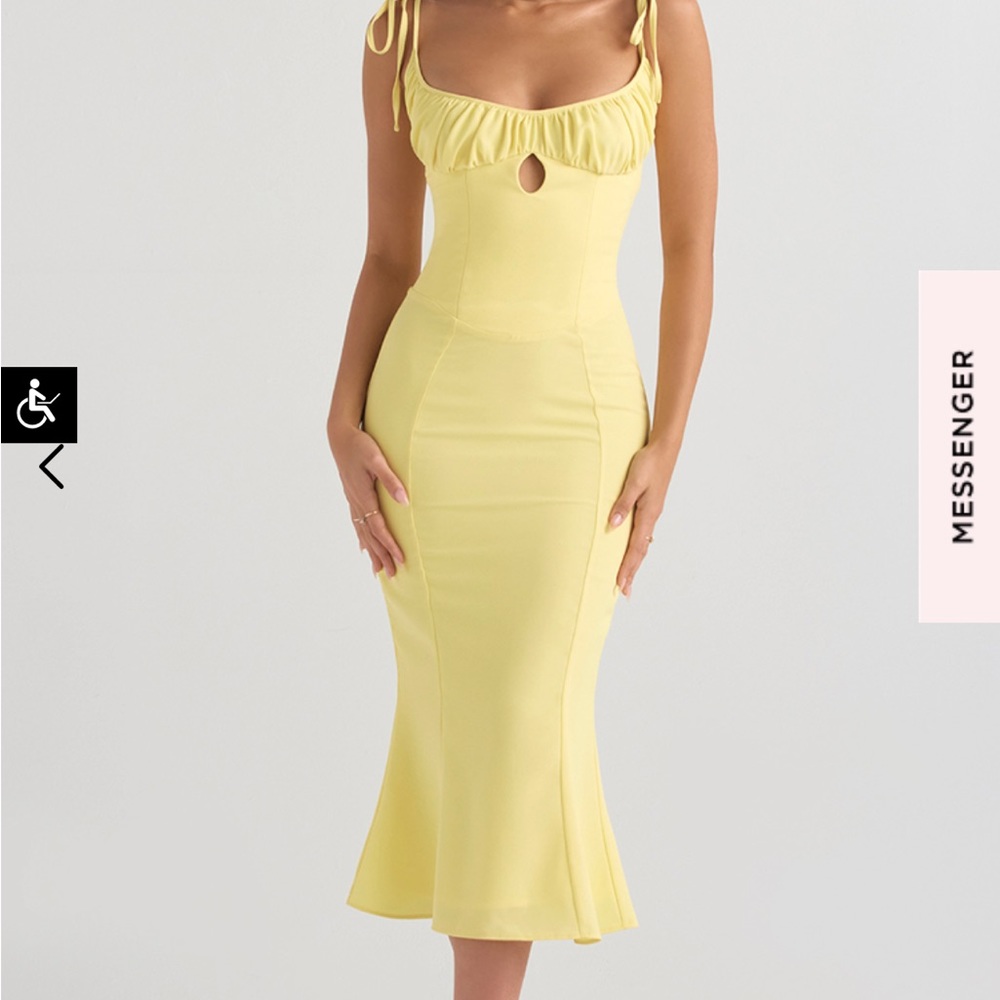 House of CB SOREN BUTTERCUP CUTOUT MIDI DRES
